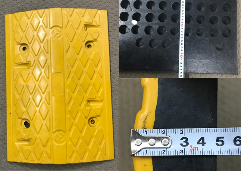 500*350*50mm Yellow and Black Durable Rubber Speed Bump