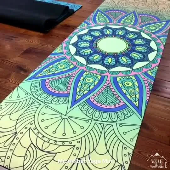 Factory Wholesale Logo Custom Mandala Non Slip Vegan Suede Rubber Yoga Mat 