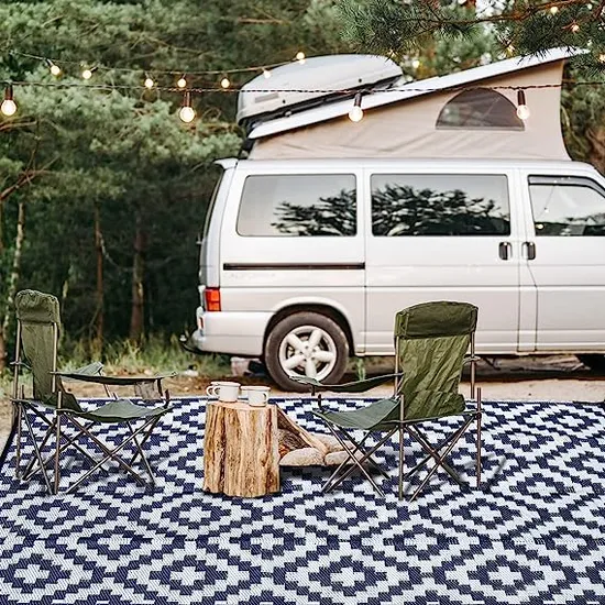 Custom Large Outdoor 9X12 Polypropylene RV Mat Carpet Lightweight Recycled Plastic Patio Rug RV Mats for Camping 