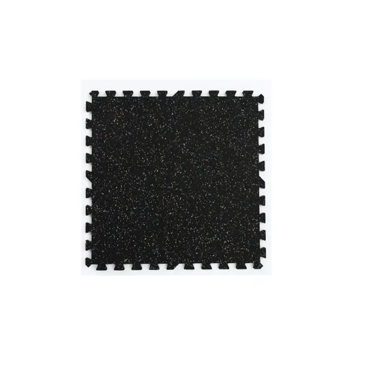 Rubber Flooring Anti Slip Interlocking Black Rubber Sport Floor Mat Recycled Indoor Puzzle Equipment Anti Vibration Flooring EPDM Gym Rubber Floor 