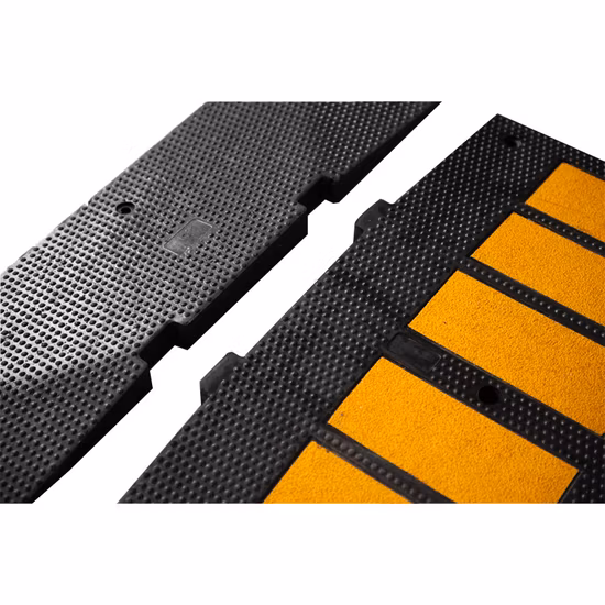 Yellow and Black Road Traffic Safety Rubber Speed Bumps